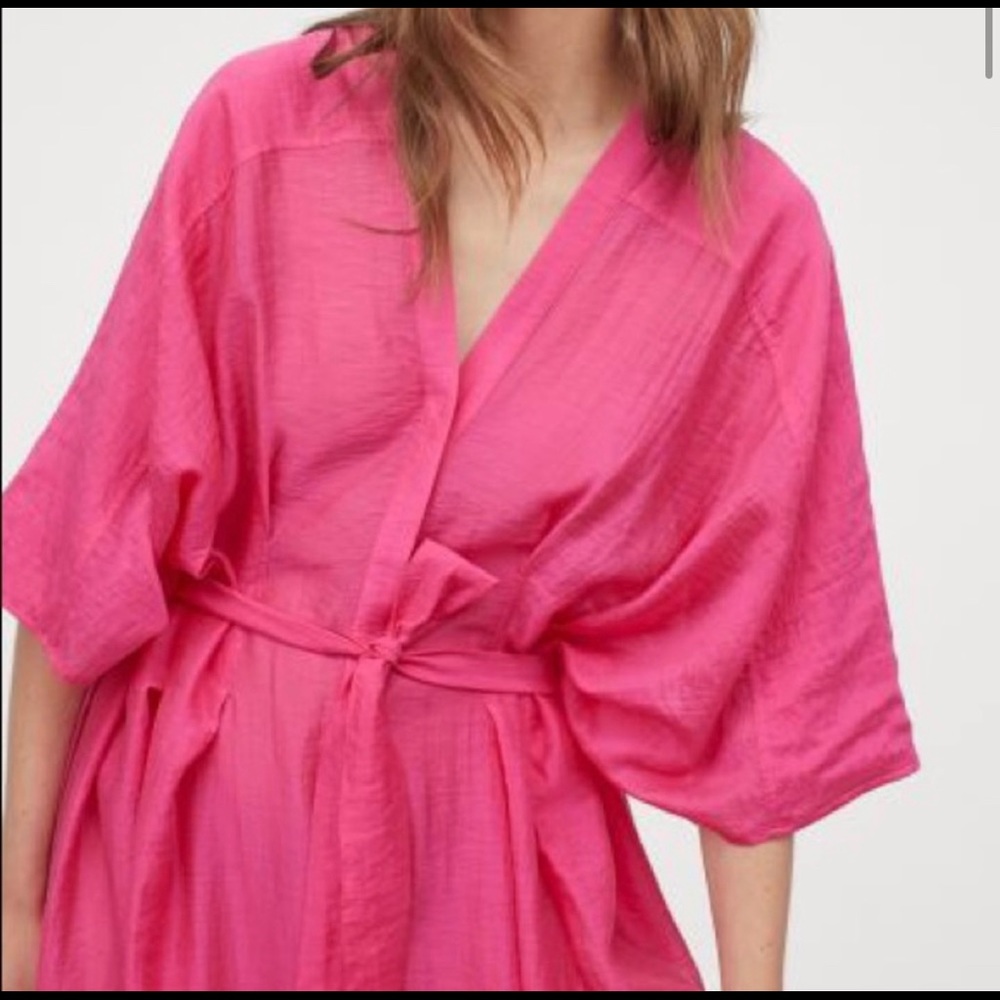 H&M Cerise Lyocell-blend Kaftan w/ waist tie belt Sz M